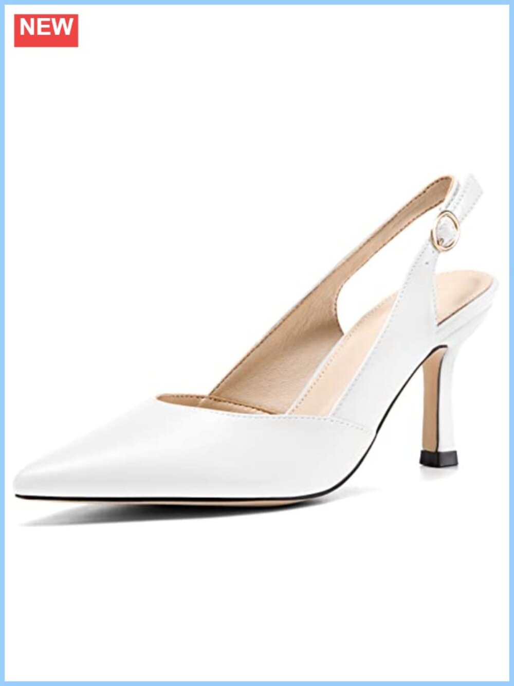 Faux Leather Slingback Kitten Heels Pointed Toe Wedding Party Pumps